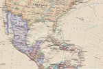 Карта Мира политическая (ретро) фрагмент