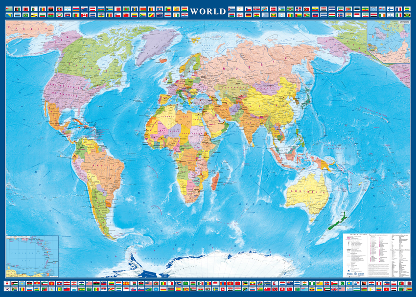 Карта мира со столицами на английском языке