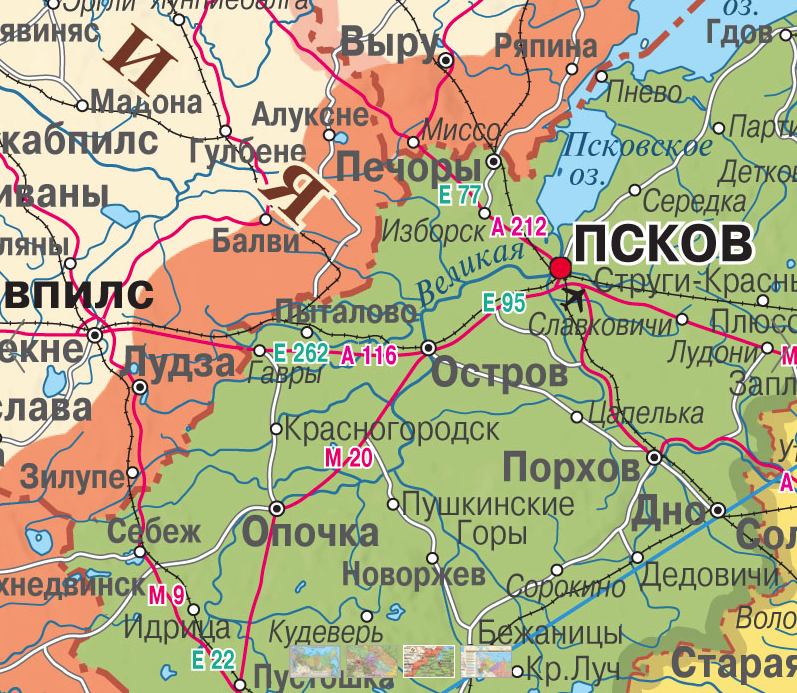 Карта псков и москва